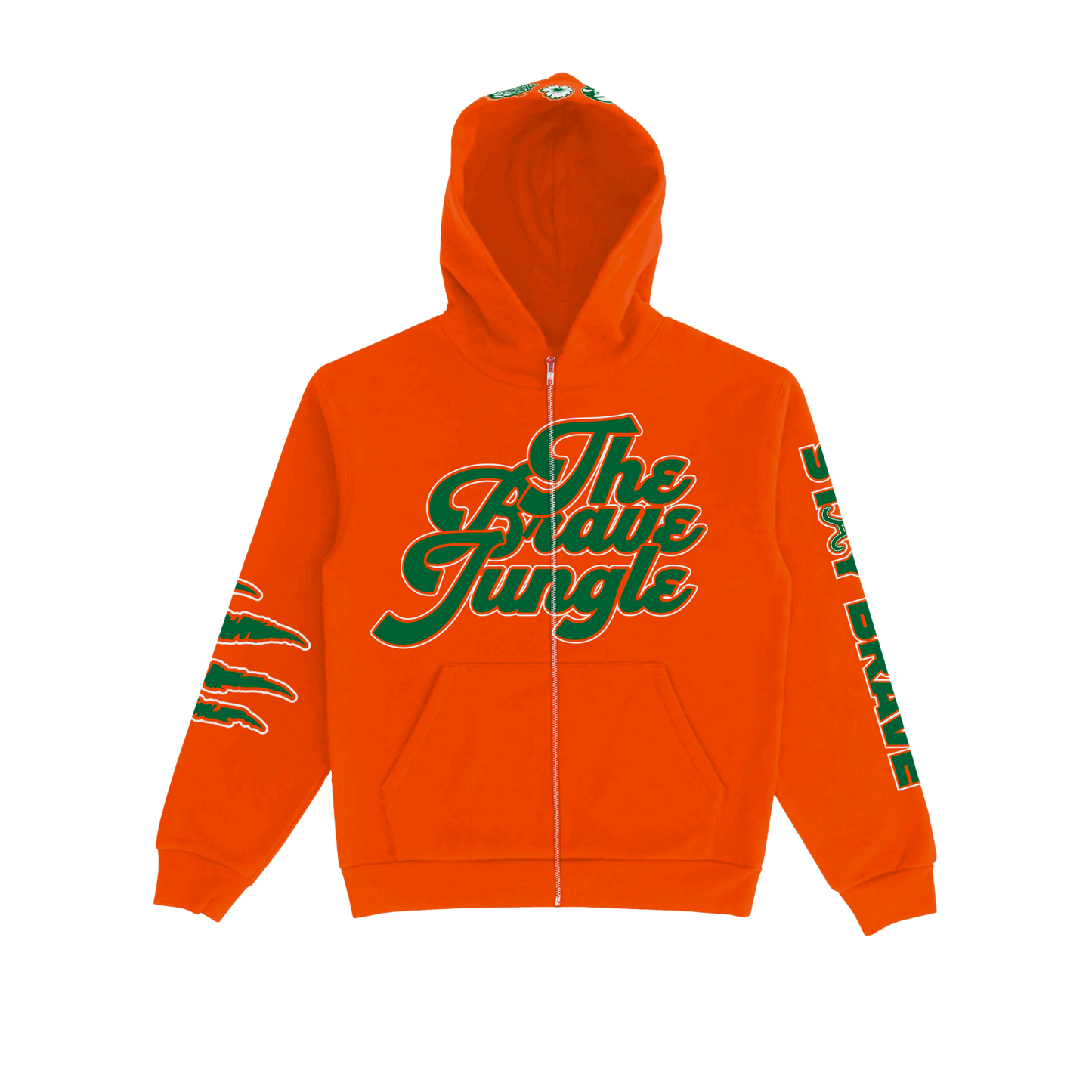 The Brave Jungle Orange Zip Up Hoodie